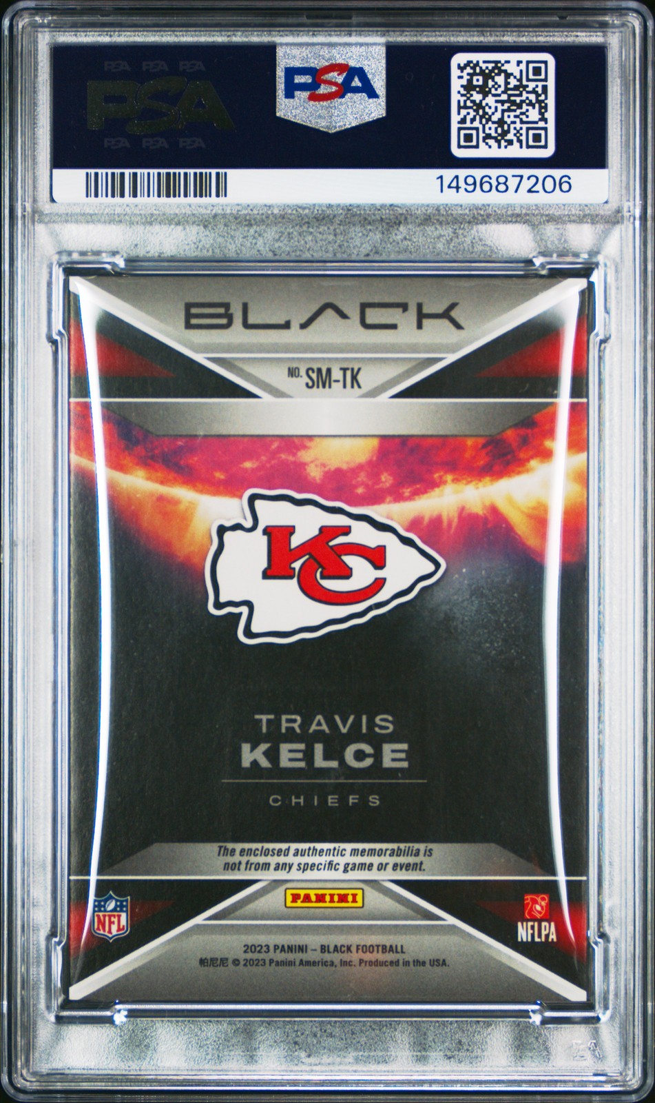 2023 PANINI BLACK STARLIGHT MATERIALS GOLD #SMTK TRAVIS KELCE 6/10 PSA 9 view 2