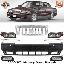 Front Bumper Cover Fascia & Grille Assembly For 2006-2011 Mercury Grand Marquis