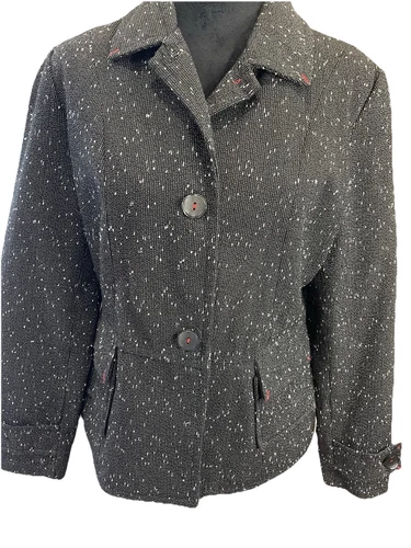 VETEMENTS Giacca corta donna Coldwa Creek Y2K nera bianca taglia 8 rossa accenti foderata