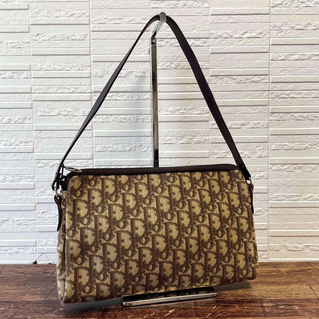 Dior Trotter Canvas Shoulder Bag Brown Authentic F07272048