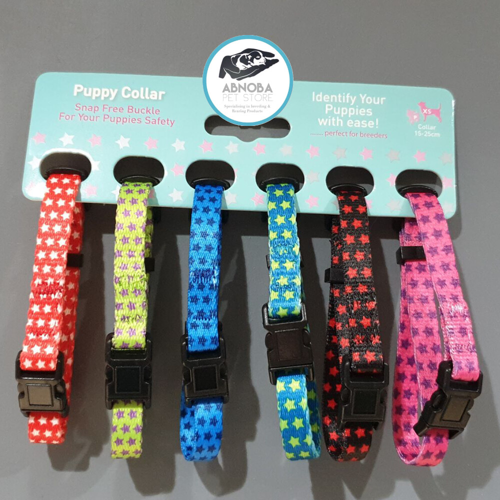 Hem & Boo STARS Nylon Whelping Collars Identify Puppies With Ease 20-30cm 6pk