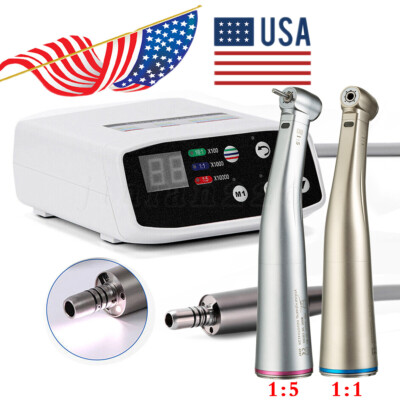 NSK Style Dental Brushless Electric Micro Motor /1:5 1:1 LED Contra Angle RED R