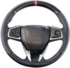 Carbon Fiberleather Steering Wheel Hand Sewing Wrap Cover For Honda Civic 10th