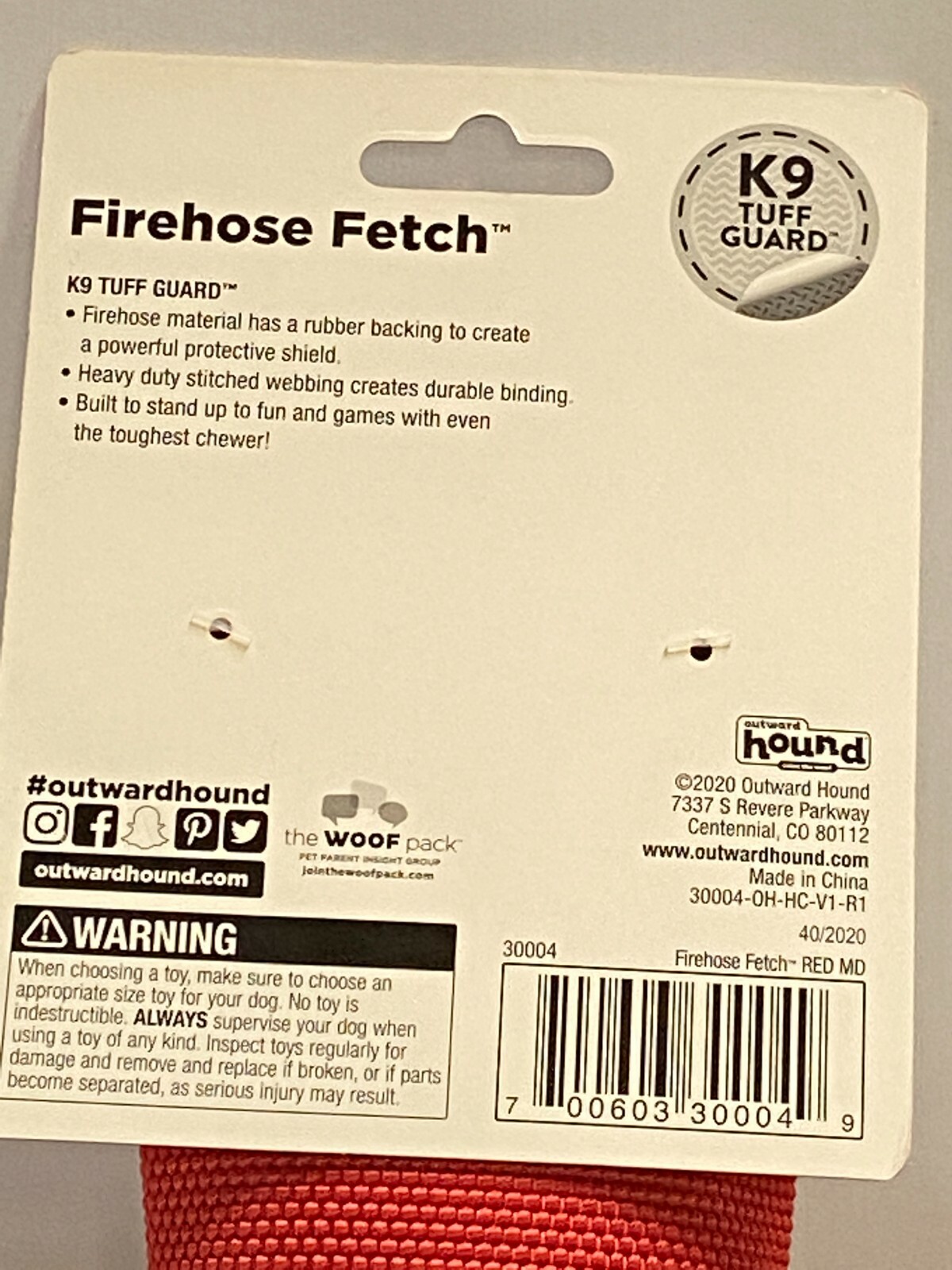 Fetch dog toy made with Firehose by Outward Hound