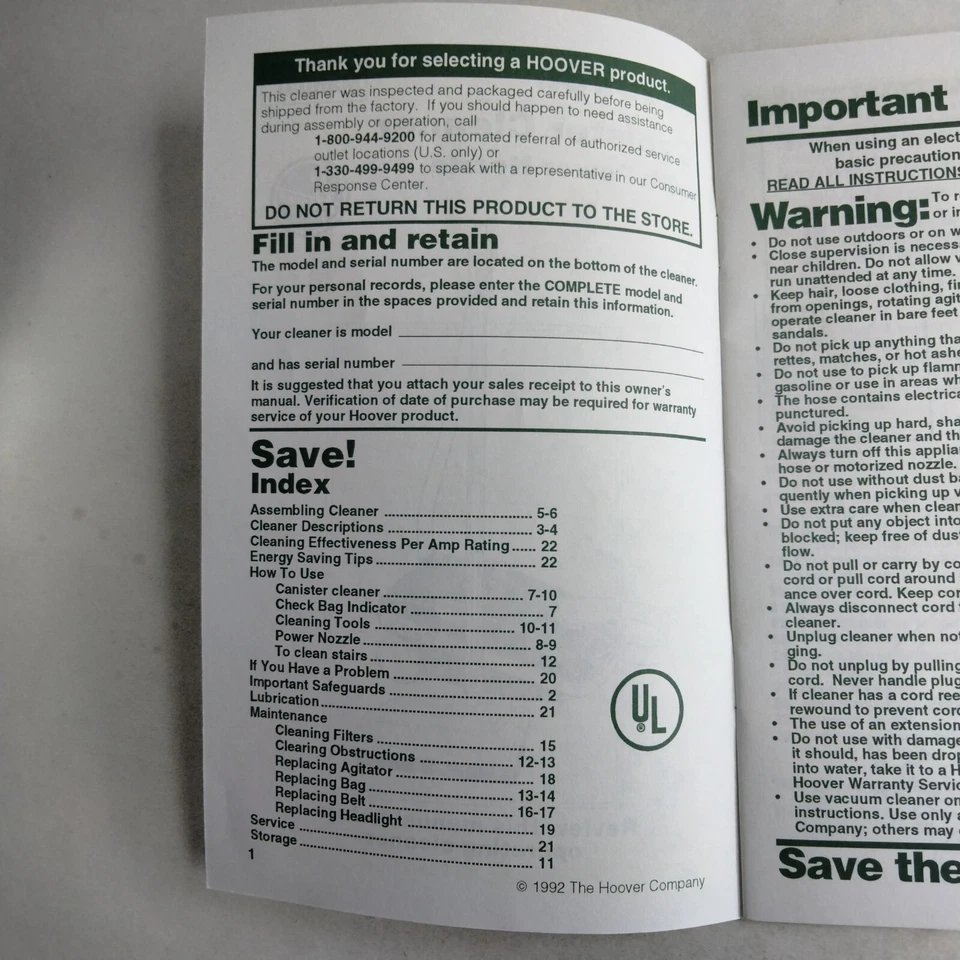 Limpiador de botes Hoover con boquilla eléctrica manual del propietario 1992 Foto 2 de 4