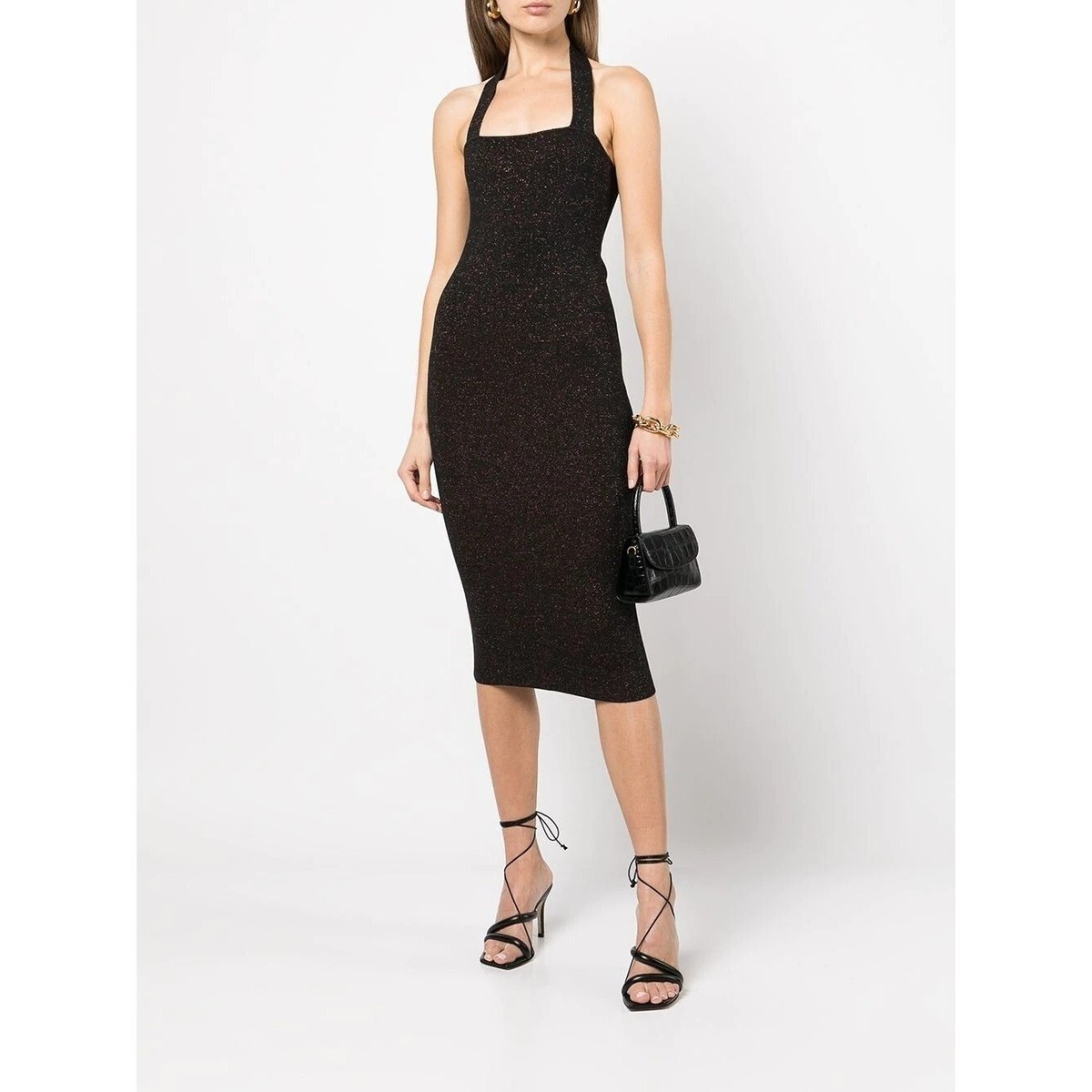 lurex knit midi dress self-portrait - Gold Lurex Peplum Knit Midi Dress