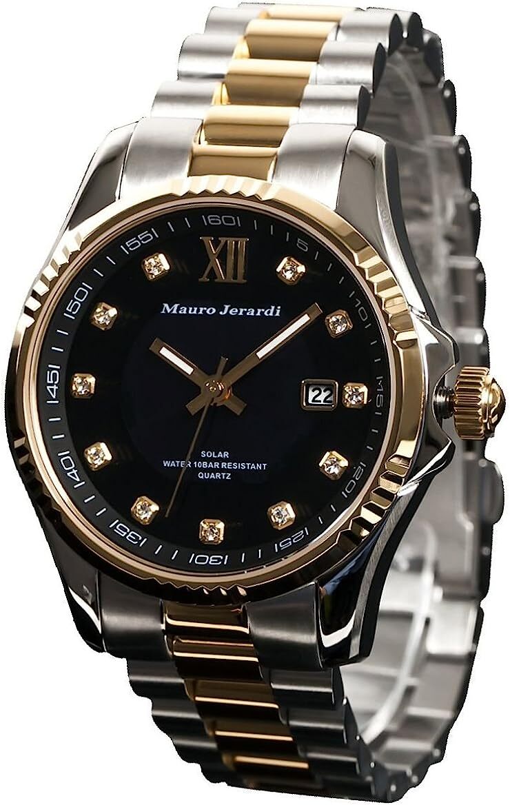 MAURO Jerardi Watch Solar Girconia 10 ATM waterproof calendar 