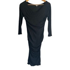 James Perse Women’s Size 2/US Medium Black Rushed Crew Neck Bodycon Dress