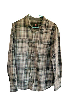 Men's QuickSilver Plaid Flannel Button Up Mens Size Medium