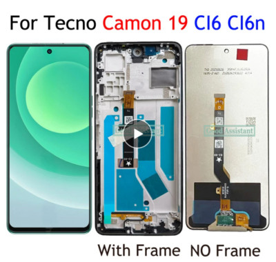 For Tecno Camon 19 CI6n LCD Display Touch Screen Digitizer Panel Assembly+Frame