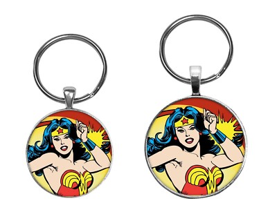 Wonder Woman Key Ring Necklace Cufflinks Tie Clip Earrings Pinback Jewelry  Sets