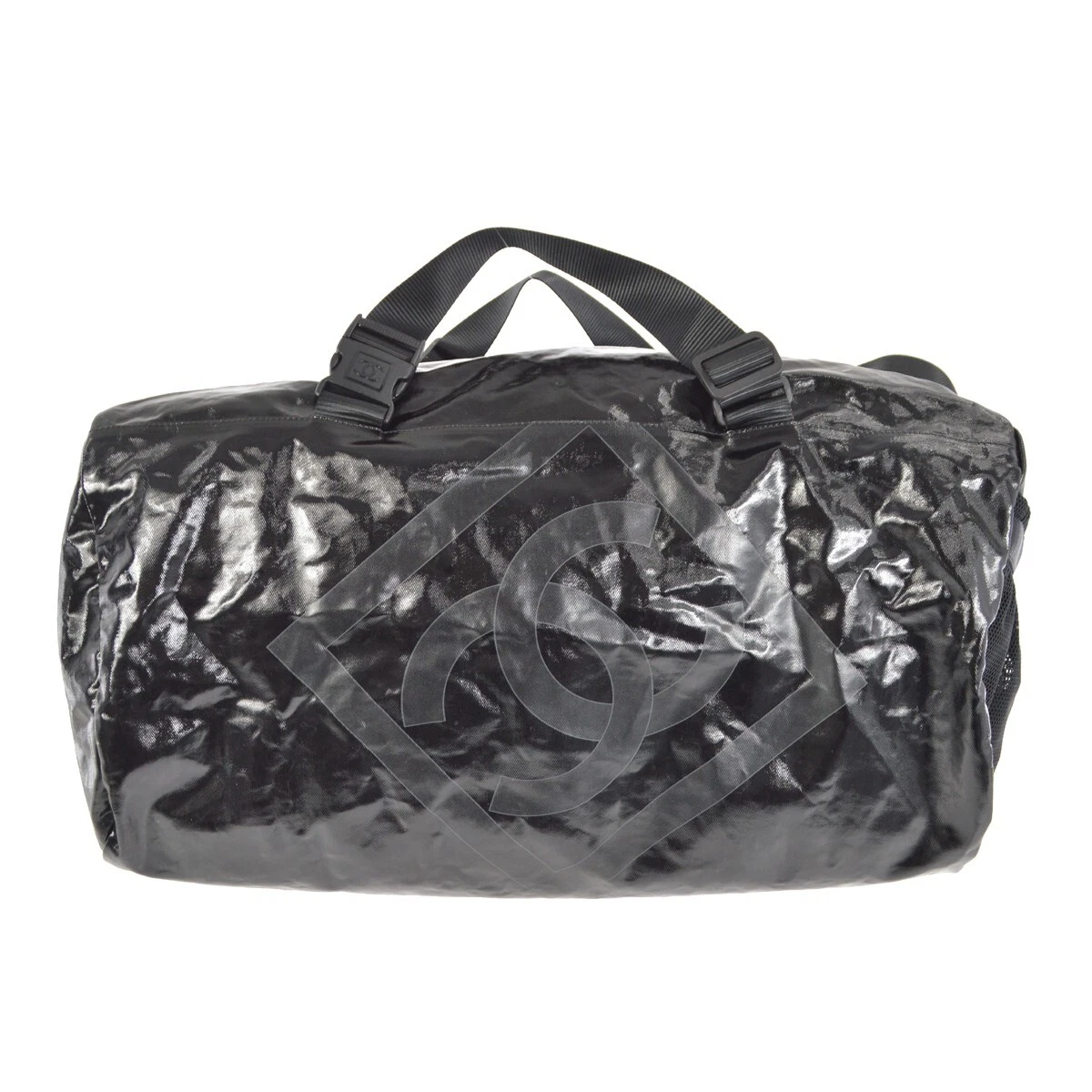 Chanel Black Vinyl Sport Line Duffle Gym Bag 110185 eBay