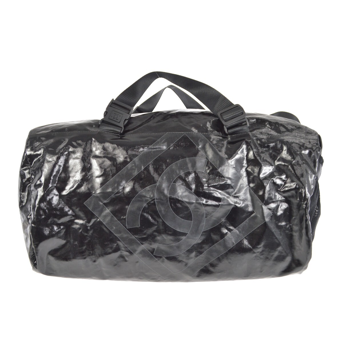 Chanel Black Vinyl Sport Line Duffle Gym Bag 110185 Gem