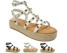 Women's Stud Gladiator Espadrille Platform Sandals