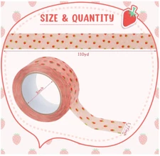 1 Roll of STRAWBERRY Designer Packing/Shipping Tape Decorative 1.77inch x 330ft