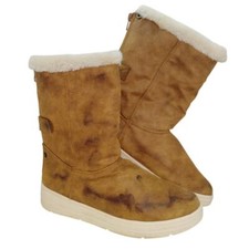 Cat  Jack Girls Pre-owned Faux Fur Lined Brown Winter Boots - sz. 4