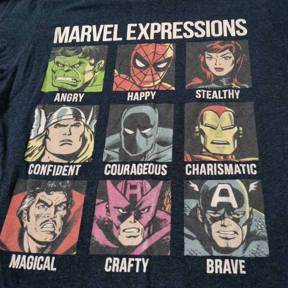 Marvel Expressions Classic Avengers Super Heroes Blue T-Shirt Small Women's  - Image 2 of 4