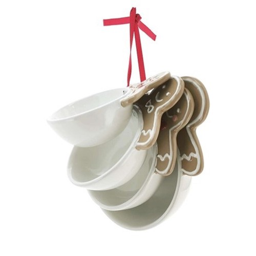 St. Nicholas Square Evergreen Lane Ceramic Measuring Cups 4 Cup Set Nesting NWT - Picture 3 of 4