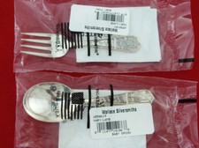 WALLACE STERLING SILVER BABY SPOON  FORK WITH NURSERY RHYME NEW IN THE WRAPPER