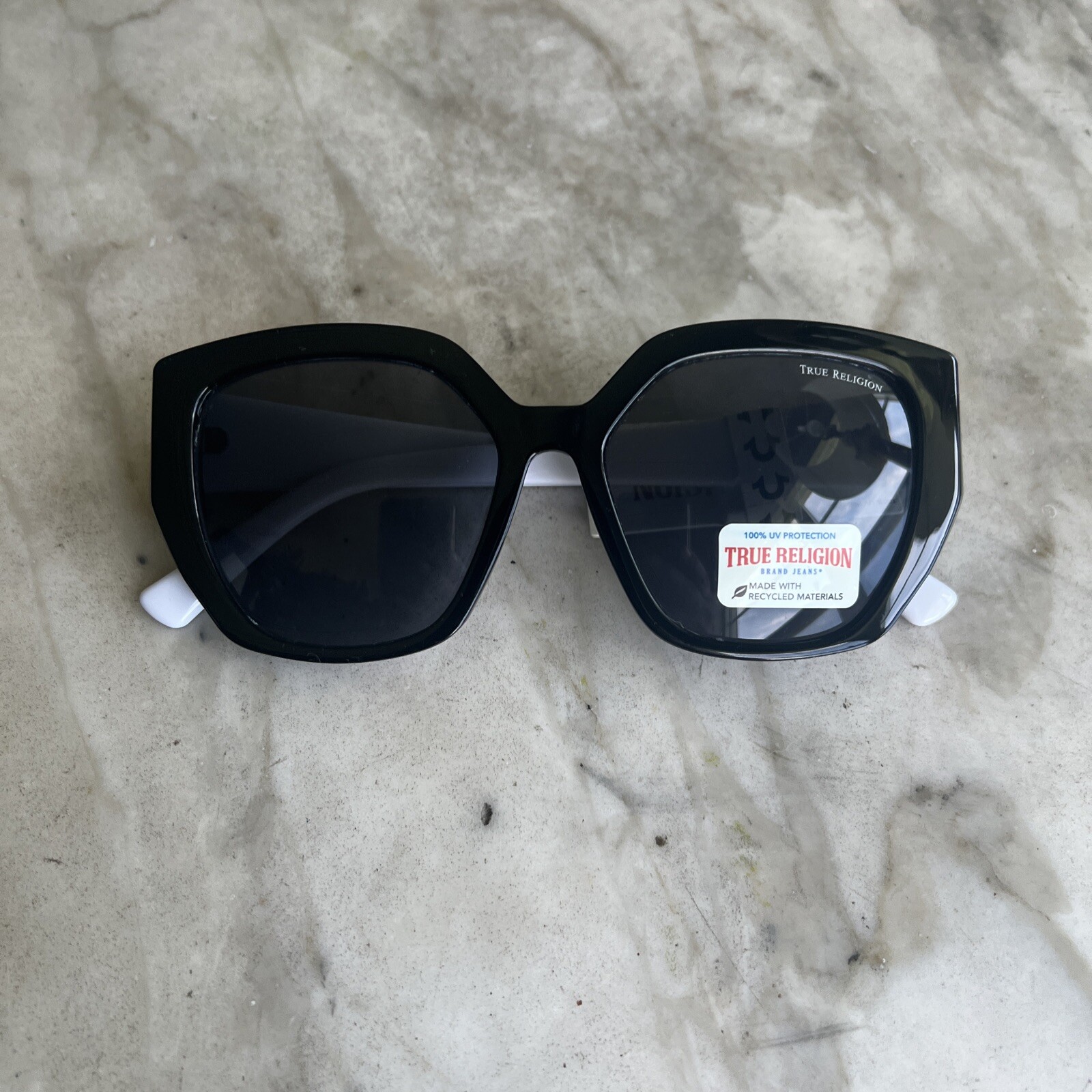 True Religion Sunglasses Women Oversized Black/White NWT image 9