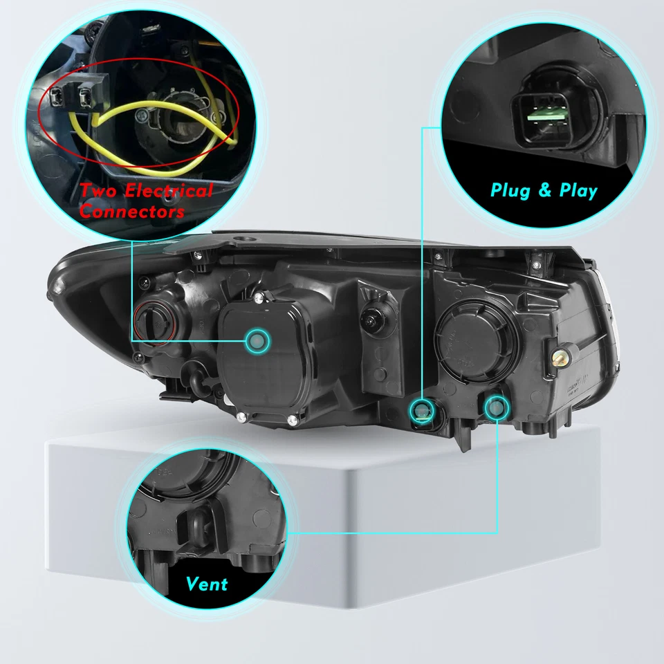 Conjunto de faros halógenos diestro+derecho para Hyundai Santa Fe 2007-2012 6 pines Foto 3 de 4