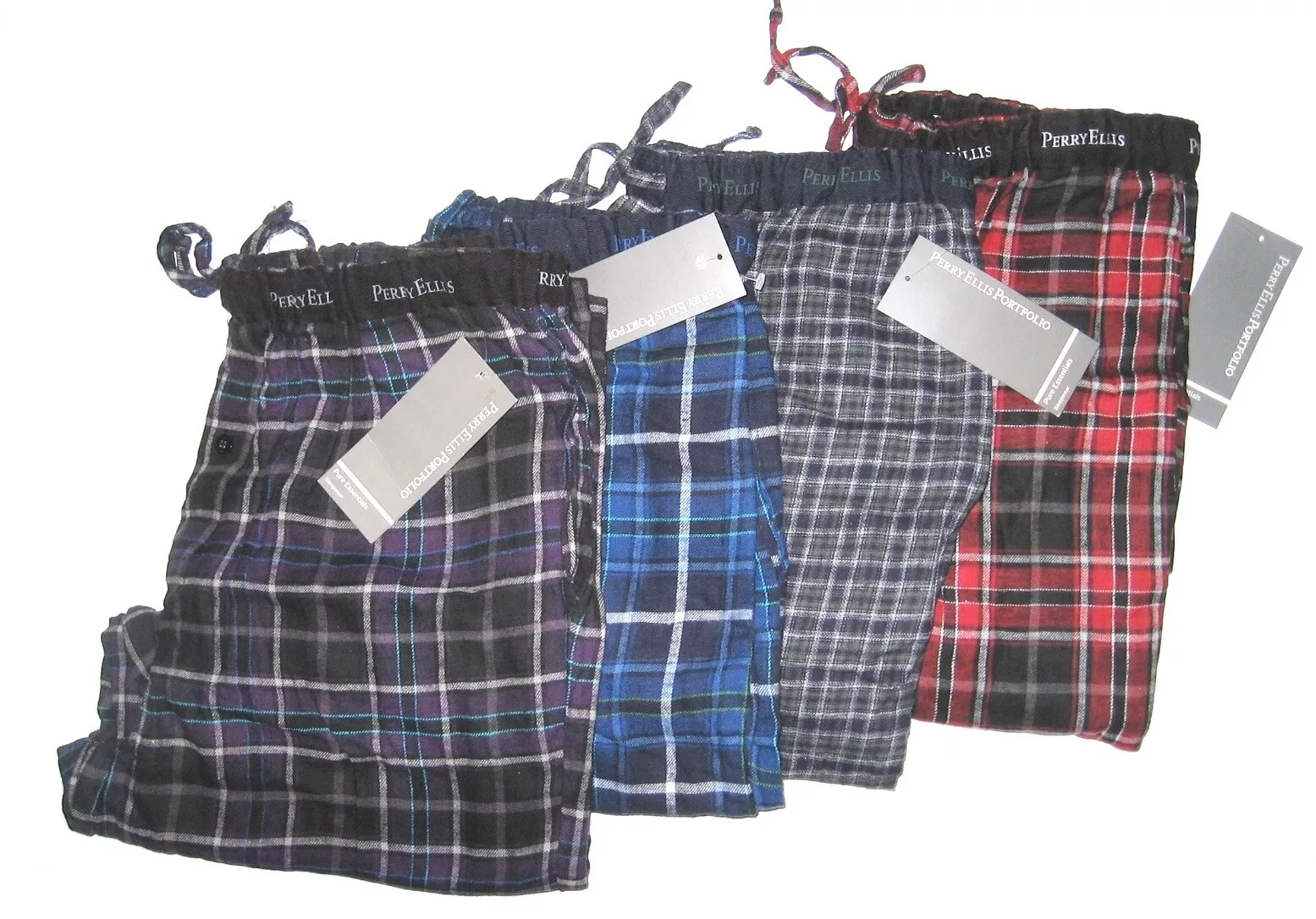 www.prominentresults.com :A0345 PERRY ELLIS NEW Men's Plaid Drawing String Waistband Flannel Lounge Pants