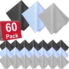 60 Pack Microfiber Eyeglasses Cleaning Cloths for Screens Camera Lens Phones
