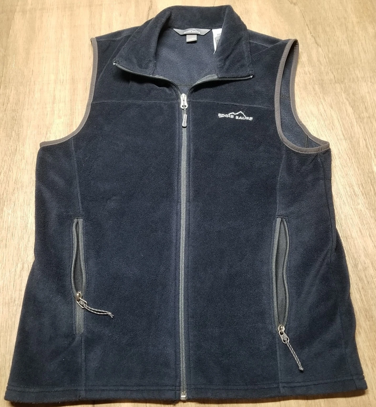 Eddie Bauer Men's Size S, Soft Fleece Vest, Full Zip, Dark Blue, Zip Pockets