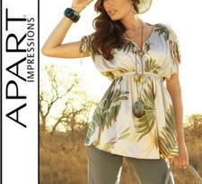 NEU LUXUS SAFARI EDELSTYLE ! SATIN TUNIKA-BLUSE 44/46 APART khaki sand *264480