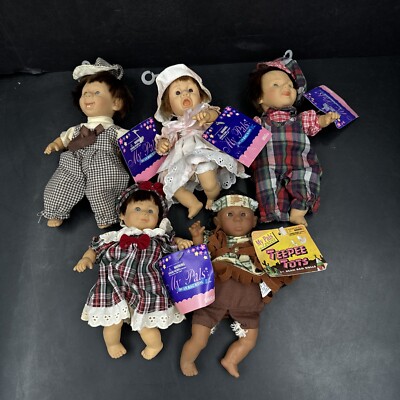 Vintage 90s Lot of 5 Gigo Beanie Dolls My Pals Teepee Tots Retro Decor Toys