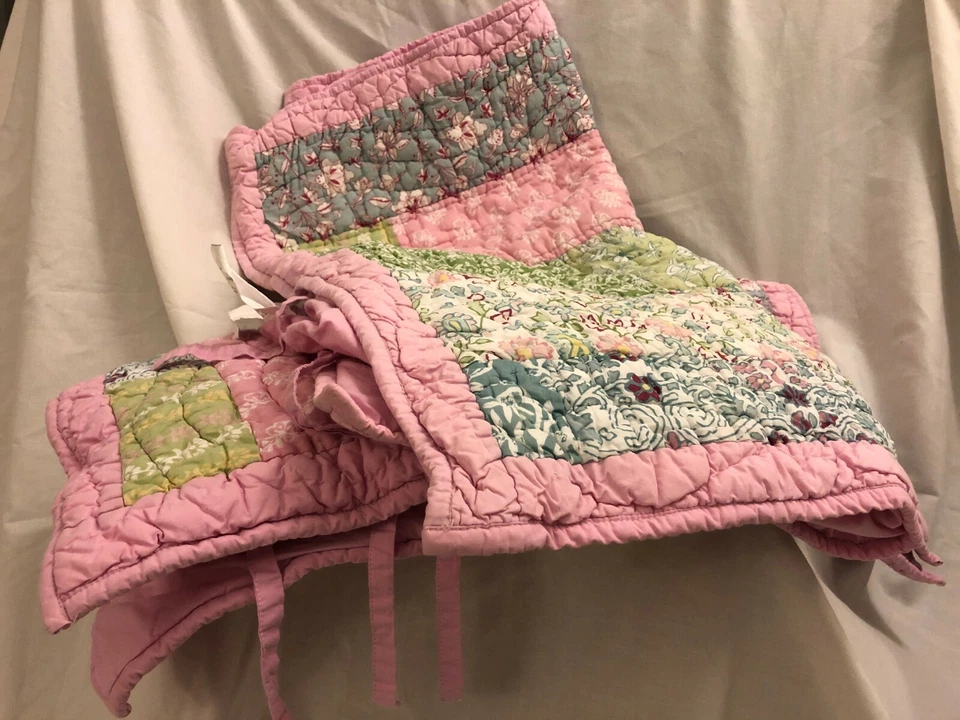 Lote de 2 fundas de almohada Pottery Barn para niños florales verde azul blanco Foto 2 de 4