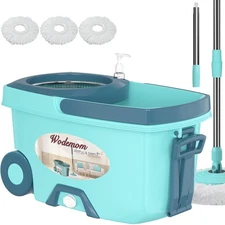 Spin Mop and Bucket System, Mop and Bucket with Wringer Set,Mops for Floor Cl...