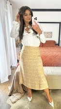 Vintage 90 s Talbots Size 8 100 Silk Damask Midi Skirt