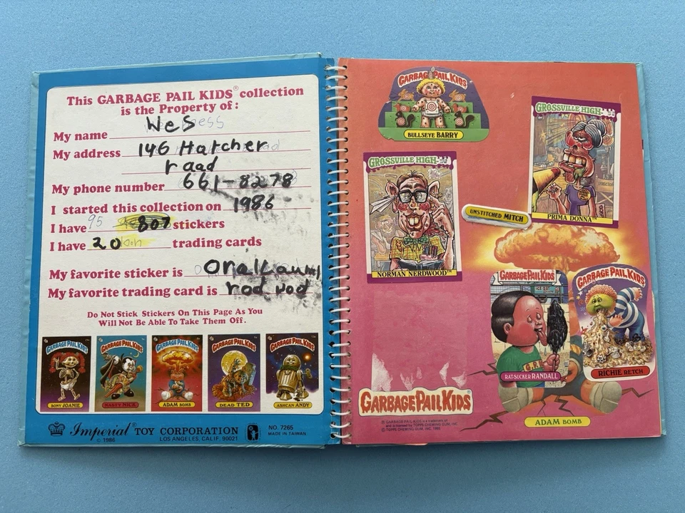 Álbum de pegatinas Canada Imperial Toys cubo de basura niños muy raro extranjero GPK usado Foto 2 de 4