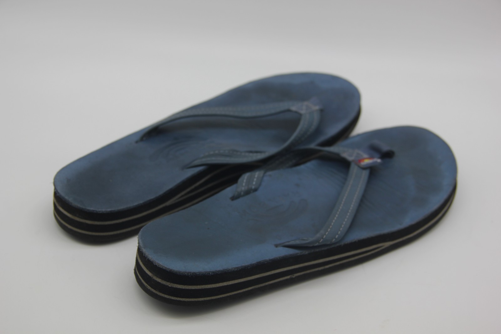 Rainbow DOUBLE Layer THIN strap BLUE LEATHER THON… - image 6