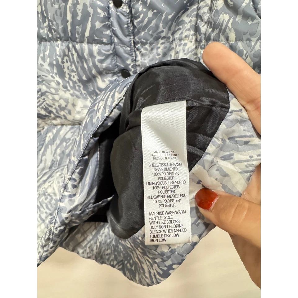 IZOD женщин XL пуховик жилет серый белый абстрактный без рукавов куртка - Изображение 3 из 4