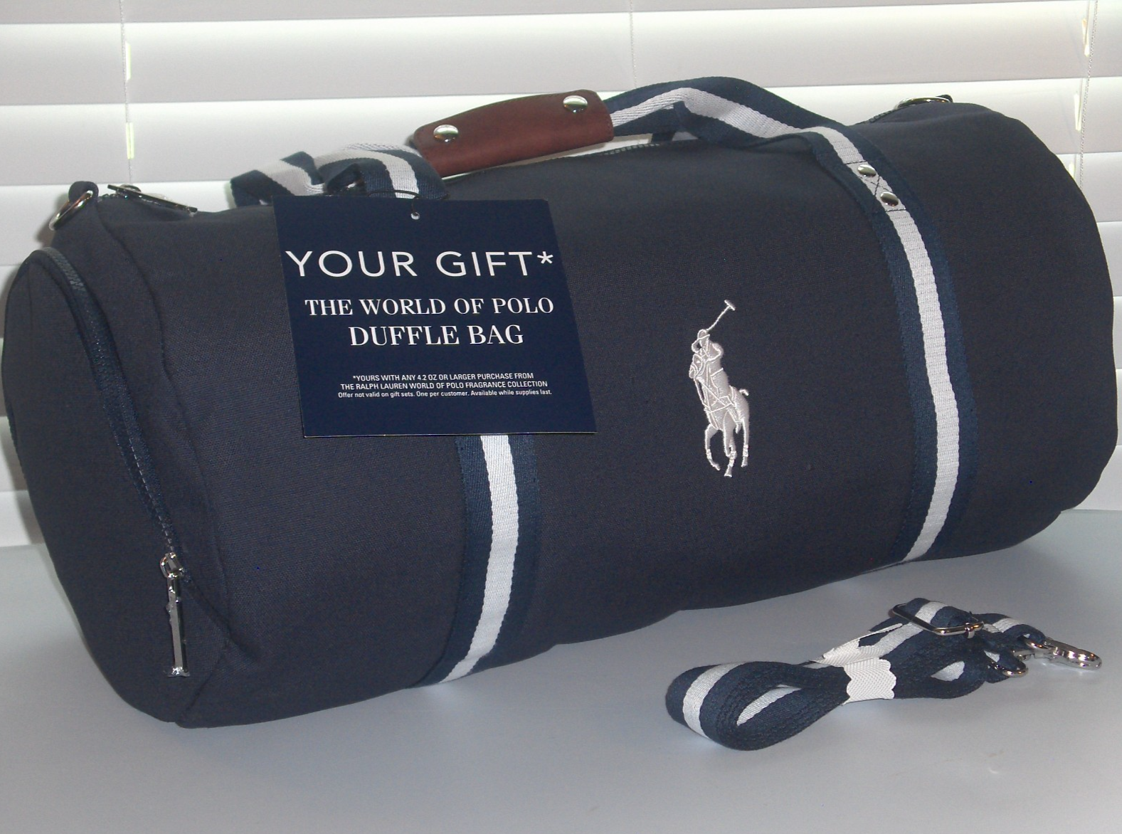 POLO RALPH LAUREN FRAGRANCES borsa da viaggio uomo tela pony borsone BLU NAVY