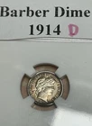 1914 D Barber Dime GEM FeatureBrilliant Uncirculated Light Natural Tone Fixed SH