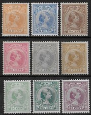 NETHERLANDS 1891-1894 Mint LH Set of 9 Stamps NVPH #34-42 CV €585