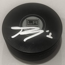 TREVOR MOORE SIGNED LOS ANGELES KINGS HOCKEY PUCK W/ CASE COA