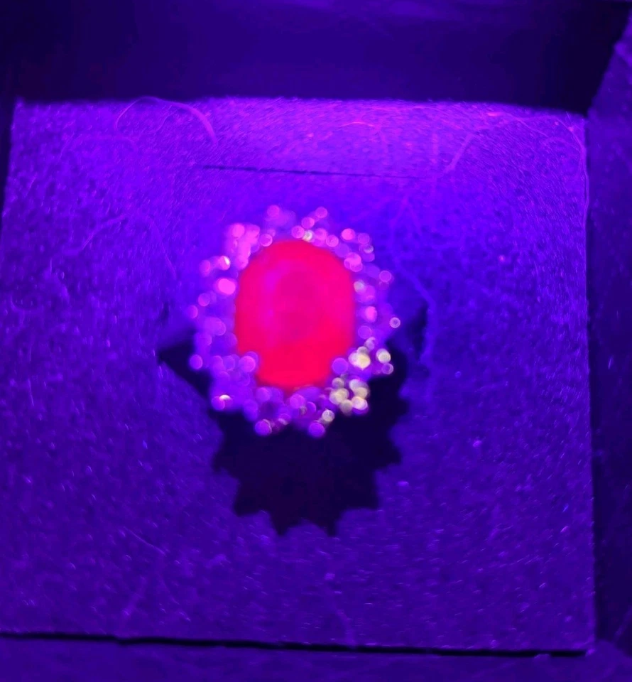 Anillo Halo Plata Esterlina 925 Rubí Niassa Genuino Con Topacio Blanco STS Talla 7.25 Foto 3 de 4