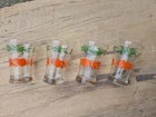 Set Of 4 Orange Juice Vintage Anchor Hocking Glasses 4" Tall OJ Glasses Rare