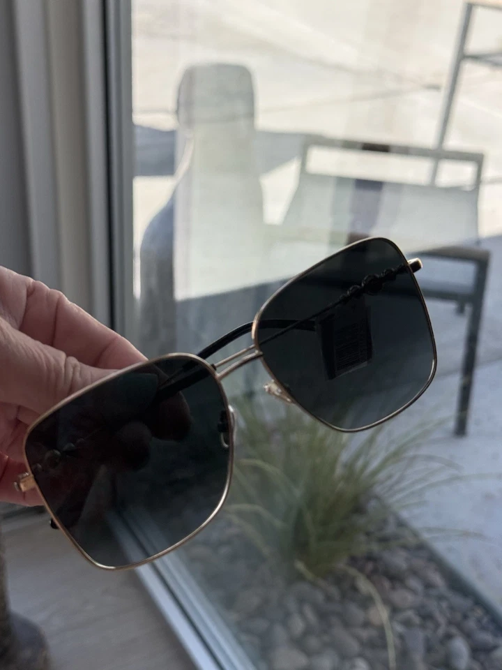 NEW Jimmy Choo 59mm Hesters Gradient Square Oversized Sunglasses In Black/Gold - Image 2 of 4