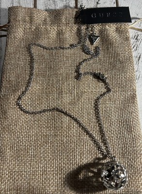 Guess  Pocketfull Of Posies  Silver Crystal Flower Ball Pendant Floral Necklace