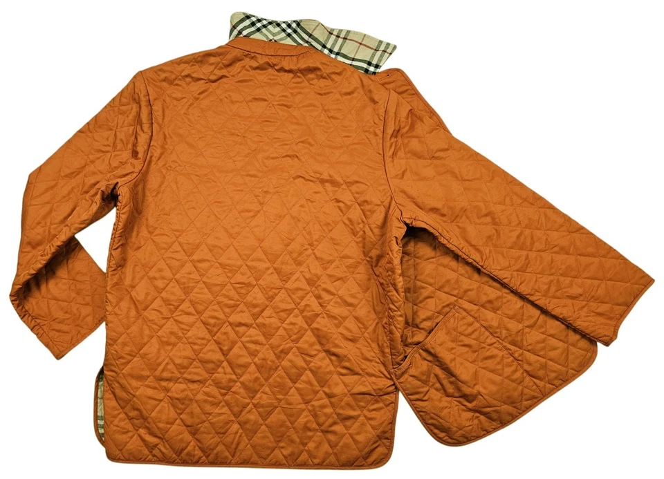*LO ÚLTIMO Chaqueta Para Mujer BURBERRY LONDON @ DIAMANTE ACOLCHADA A CUADROS NARANJA MARRÓN L Foto 4 de 4