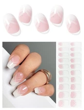 Semi Cured Gel Nail Strips (Elegant French), White French Tip, Elegant 
