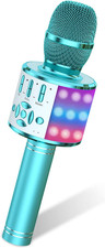 Kids Bluetooth Karaoke Microphone LED Singing Machine Toy Blue Rechargeable