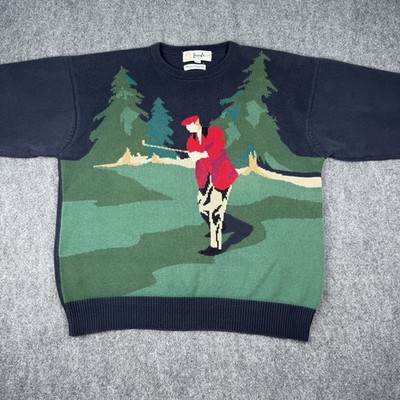 Vintage 80s Pringle Of Scotland Golf Sweater Knit Golfing Graphic Mens XL Cotton