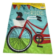 Meadow Creek NWT Garden Flag 18"  'Enjoy the ride' LAB DOG stitched Embellished