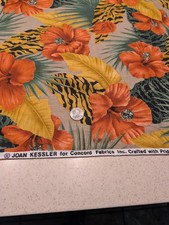 Vintage Joan Kessler for Concord two pieces of orange hibiscus flowered cotton
